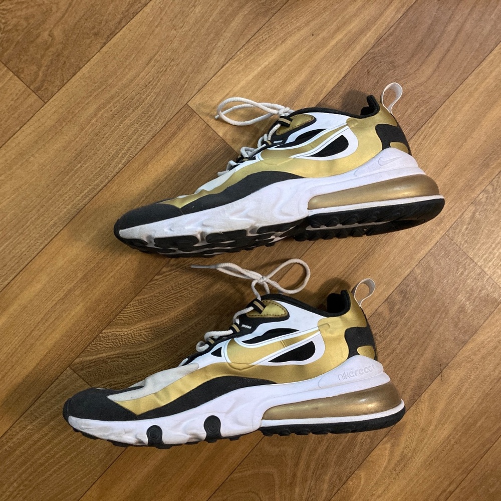 Nike Men's Air Max 270 React CW7298-100 White/Metallic Gold Sneakers Size 8 US